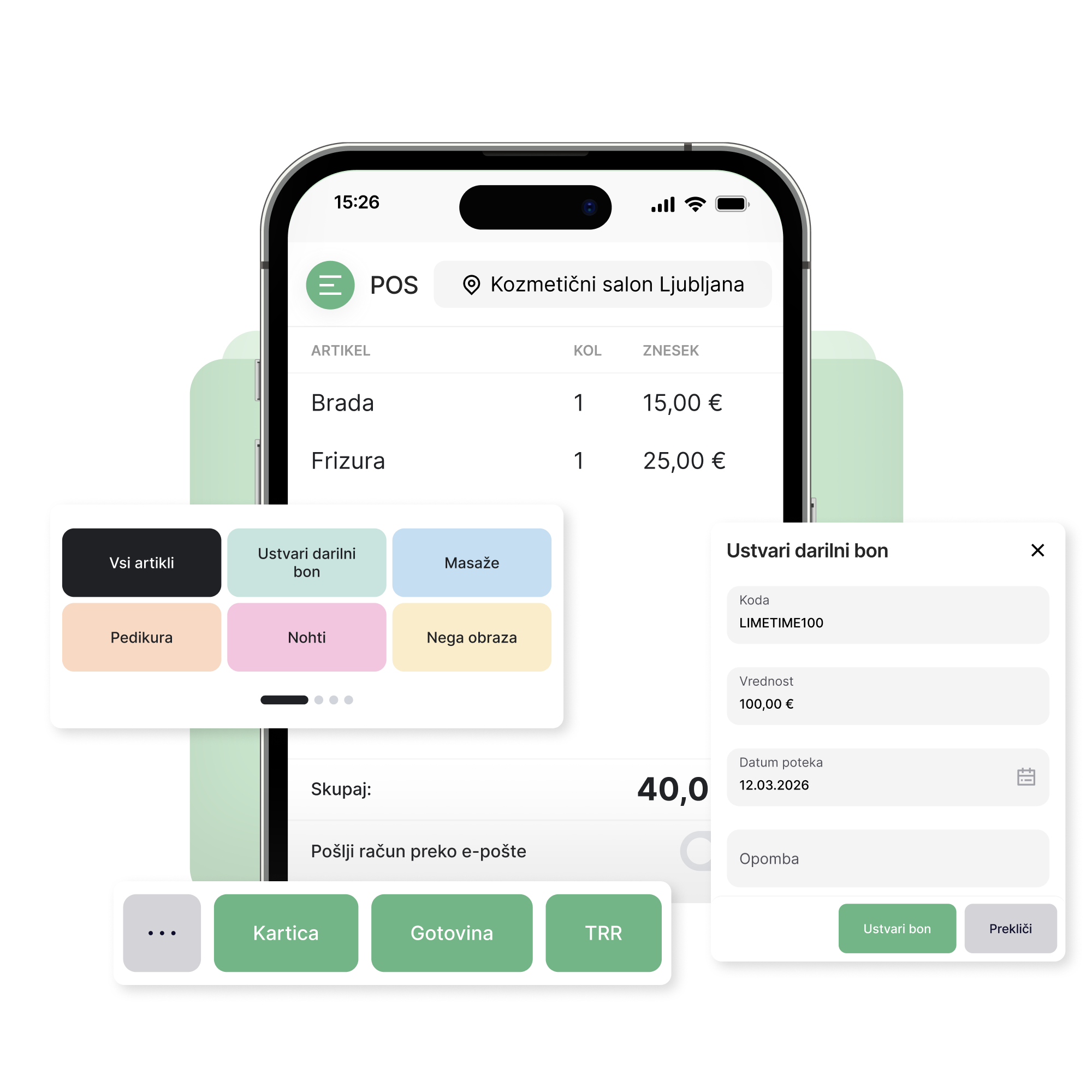 Davčna blagajna za kozmetični salon - Lime Booking