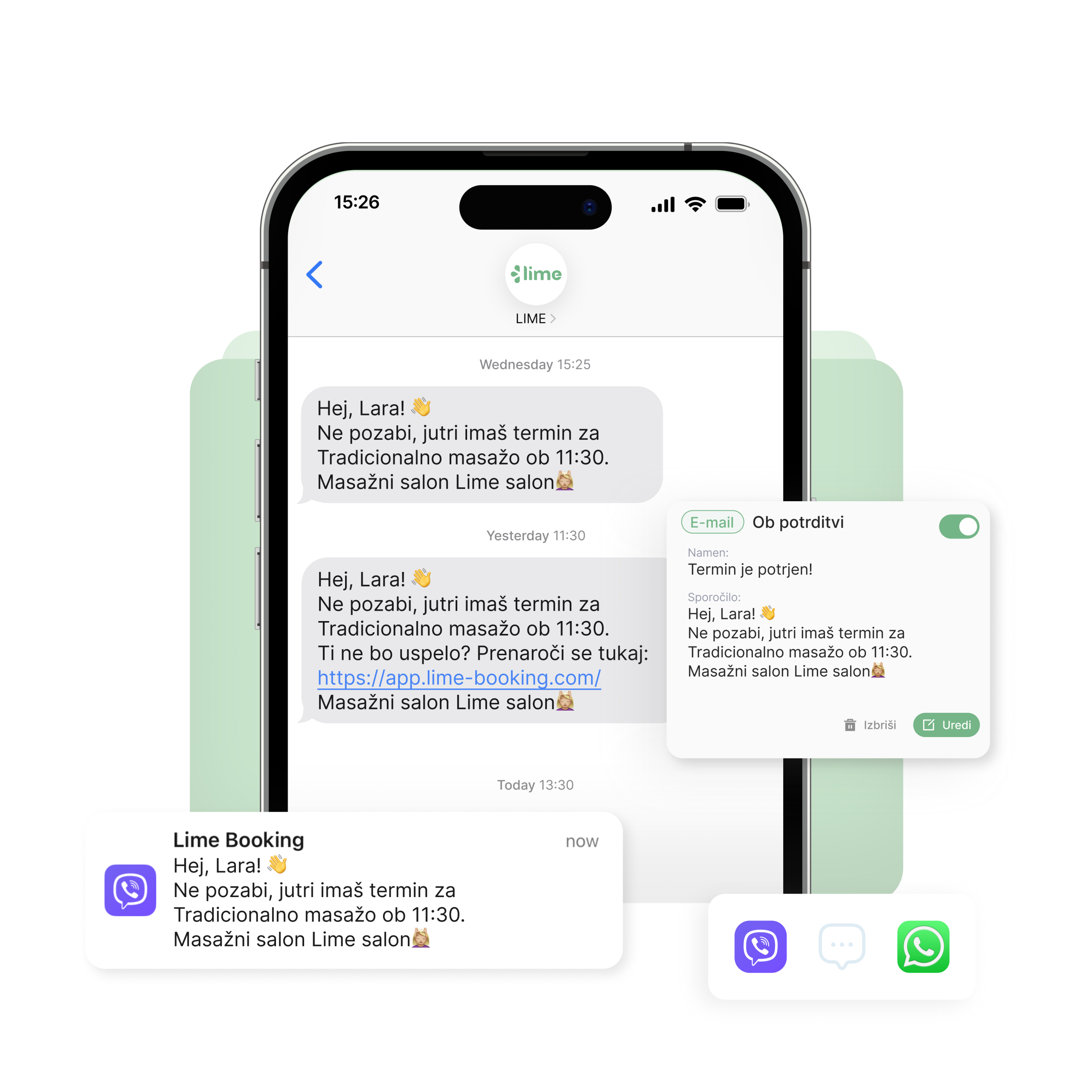 Avtomatsko SMS obveščanje za masažni salon - Lime Booking